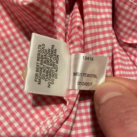 Peter Millar Summer Comfort Shirt Mens Medium Check Performance Stretch Pink - Picture 8 of 9